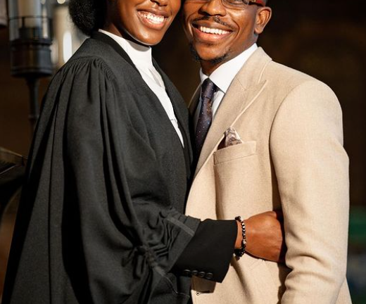 Thank you for flying to London for 24 hours just to celebrate a milestone with me – Moses Bliss’ fiancee Marie thanks him as she gets called to bar in England