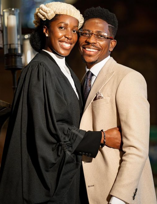 Thank you for flying to London for 24 hours just to celebrate a milestone with me – Moses Bliss’ fiancee Marie thanks him as she gets called to bar in England