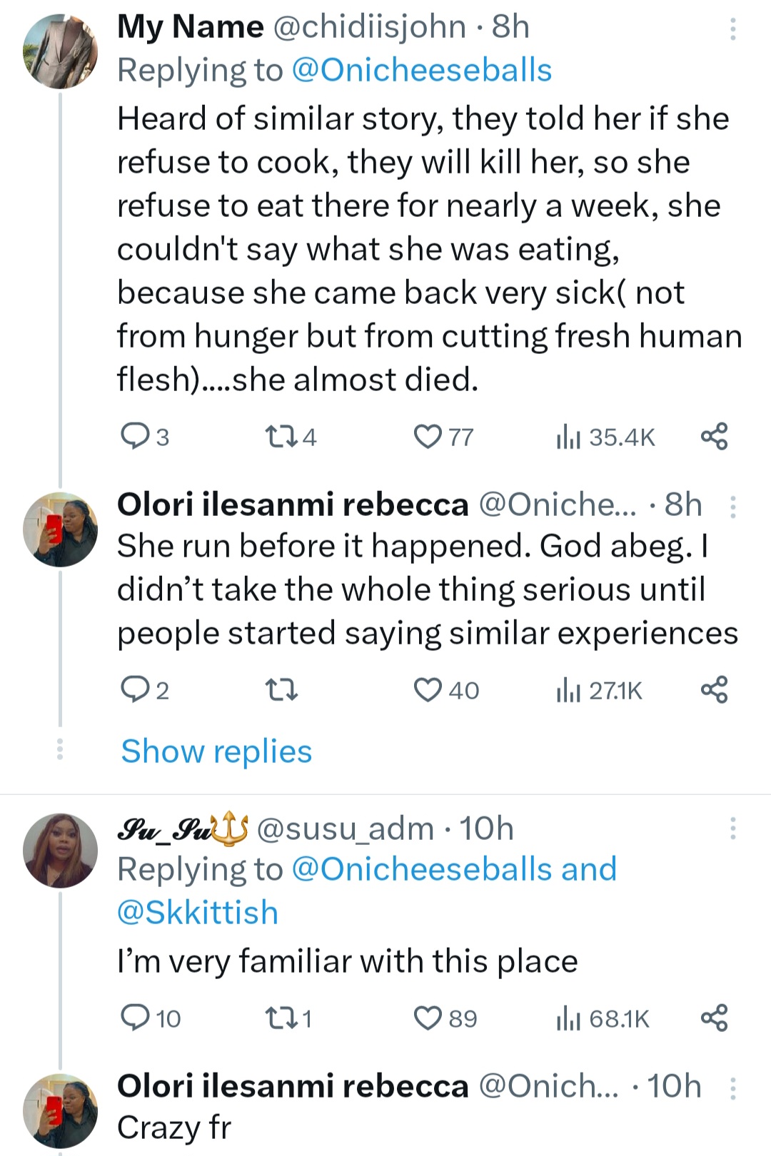 Woman warns caterers to be safe after her sister was invited from Abuja to cook human meat in Lagos