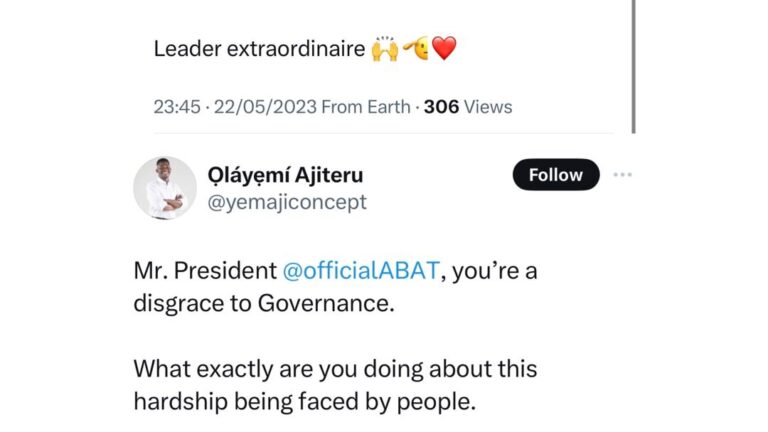 If you lack understanding of what to do, itâs best you resign and step aside. People are suffering- Nigerian man who campaigned for President Tinubu tweets