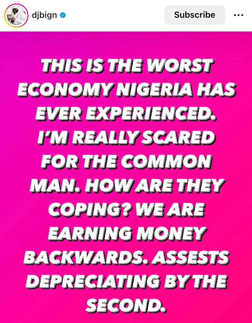 This is the worst economy Nigeria has ever experienced - DJ Big N