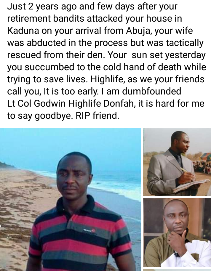 Retired Nigerian Army officer dies from injuries sustained while saving lives when bandit attacked his house in Kaduna