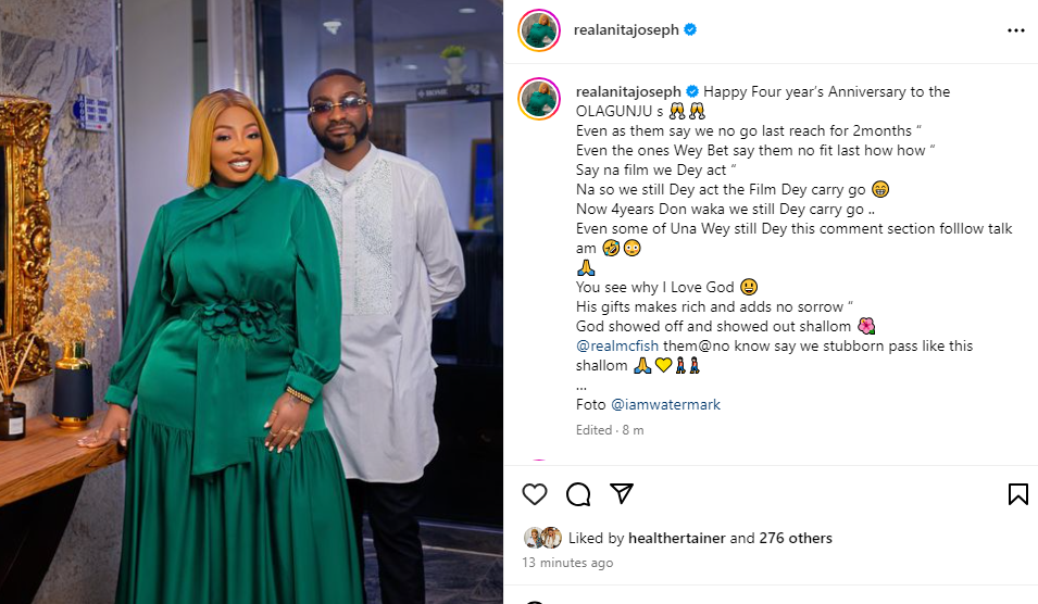 They said we wouldn?t last up to 2 months - Actress Anita Joseph and hubby, Fisayo Olagunju aka MC Fish, celebrate 4th wedding anniversary