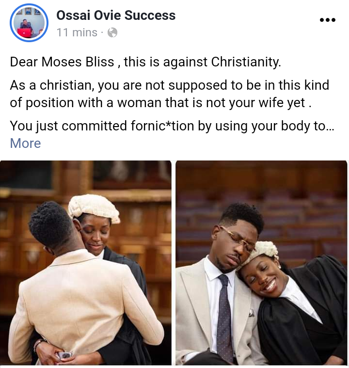 You committed fornication by touching her body with yours  - Ossai Ovie Success criticizes Moses Bliss over latest photos with his fianc�