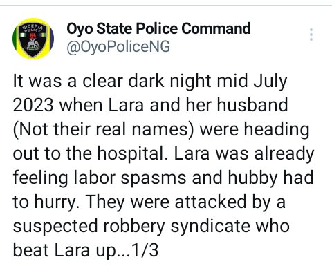 Oyo Police PPRO narrates how robbers beat up pregnant woman in labour, almost killed her husband and carted away bags of baby items, car