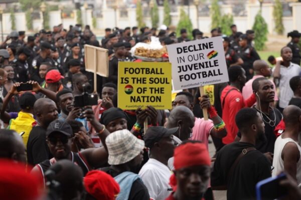 Ghana football fans protest, demand reforms after disappointing performance at 2023 AFCON (Videos)